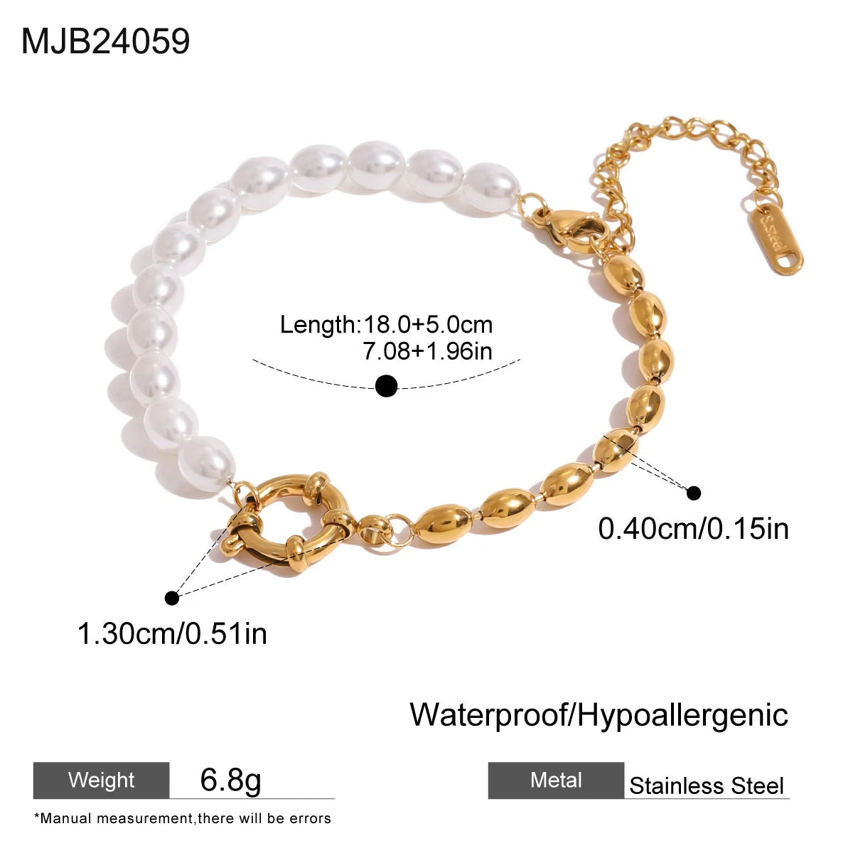 Cool Wholesale 18K Gold Plated Stainless Steel Dainty Bead Pearl High End Luxury Personalized Bracelet for Women